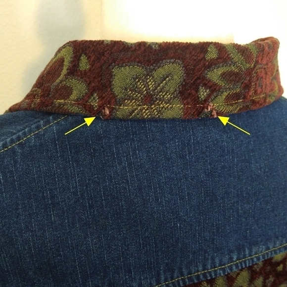 Coldwater Creek Denim Floral Tapestry Button-Up Jacket Pockets Boho Classic - Picture 8 of 8
